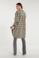 Checked shirt dress with foulard collar