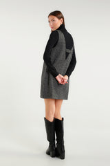 Abito smanicato in tessuto tweed grigio mélange