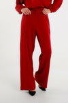 Red Wide Leg Trousers with Elasticated Waist