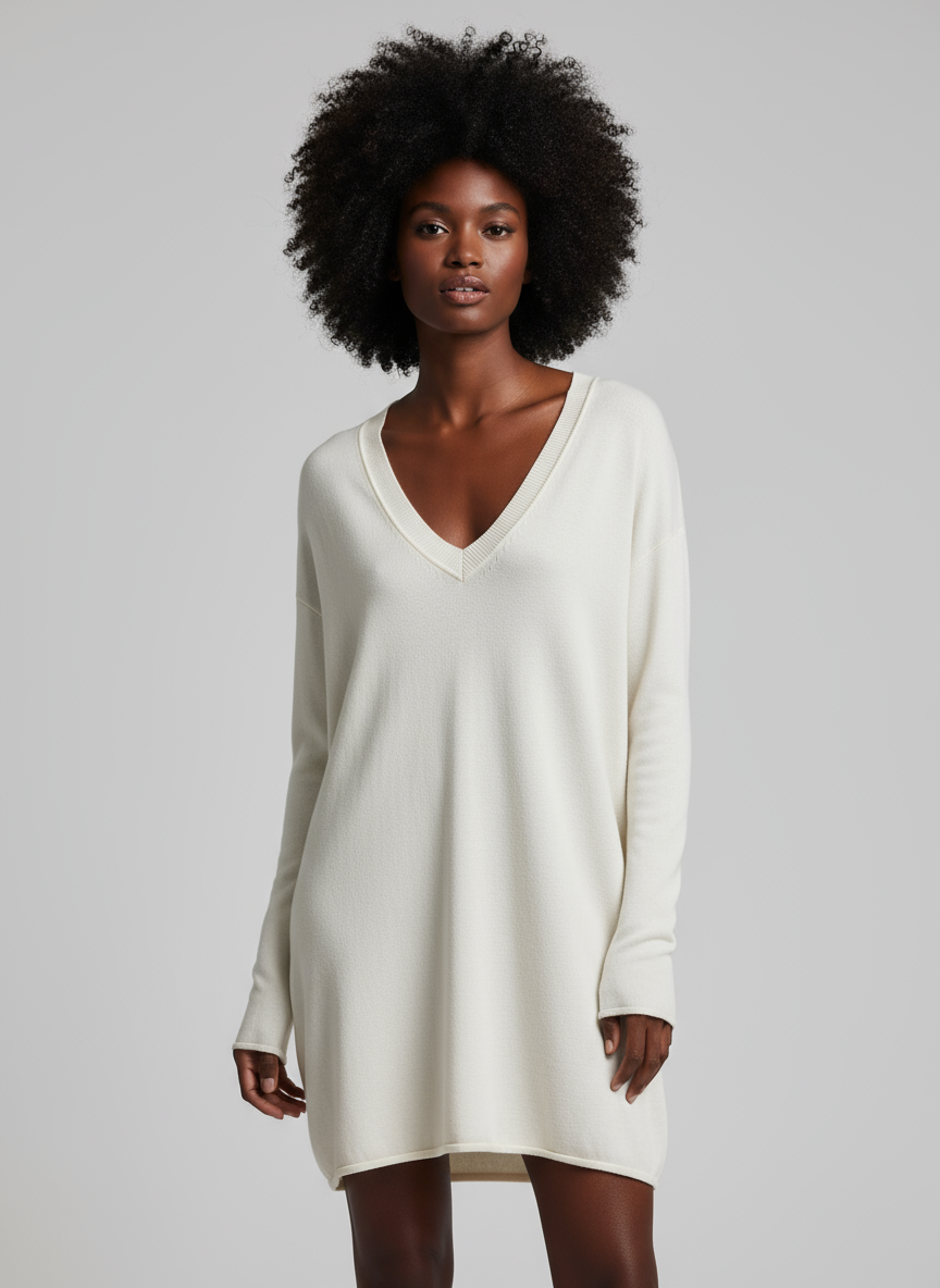 Abito Maglia Oversize con Scollo a V