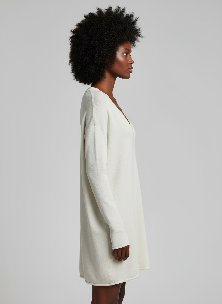 Abito Maglia Oversize con Scollo a V