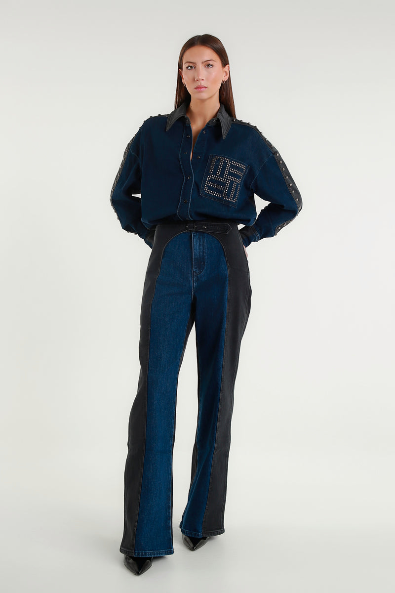 Camicia Denim con Dettagli Applicati - Eleganza e Comfort