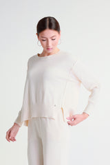 Dropped-shoulder crew neck jumper