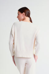 Dropped-shoulder crew neck jumper