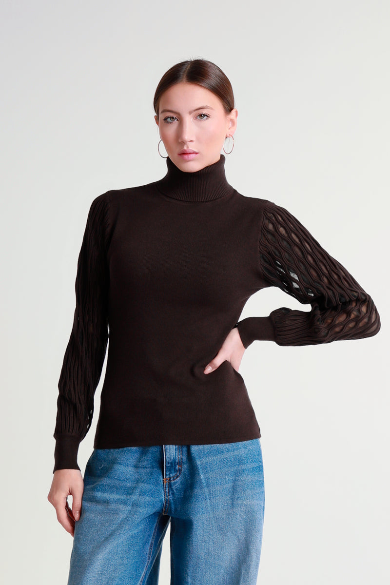 Dolcevita con maniche traforate