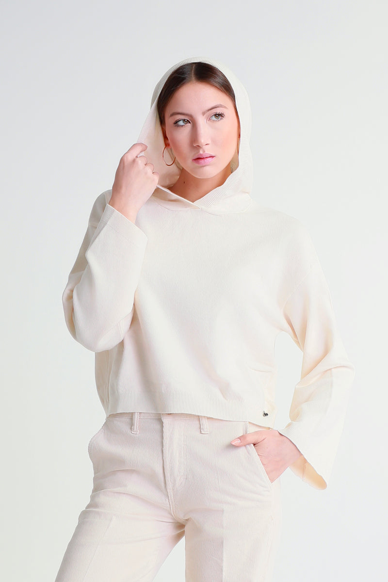 Felpa in maglia con cappuccio