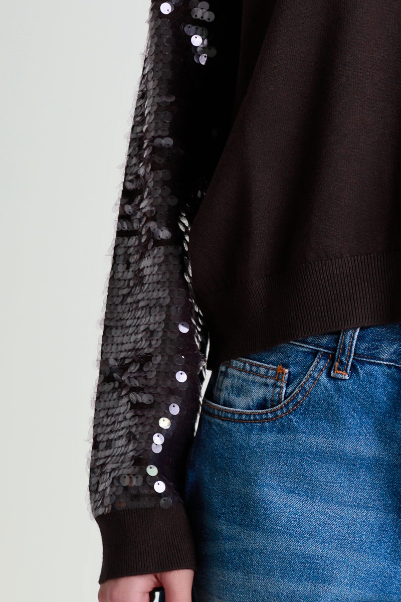 Maglia con maniche a paillettes