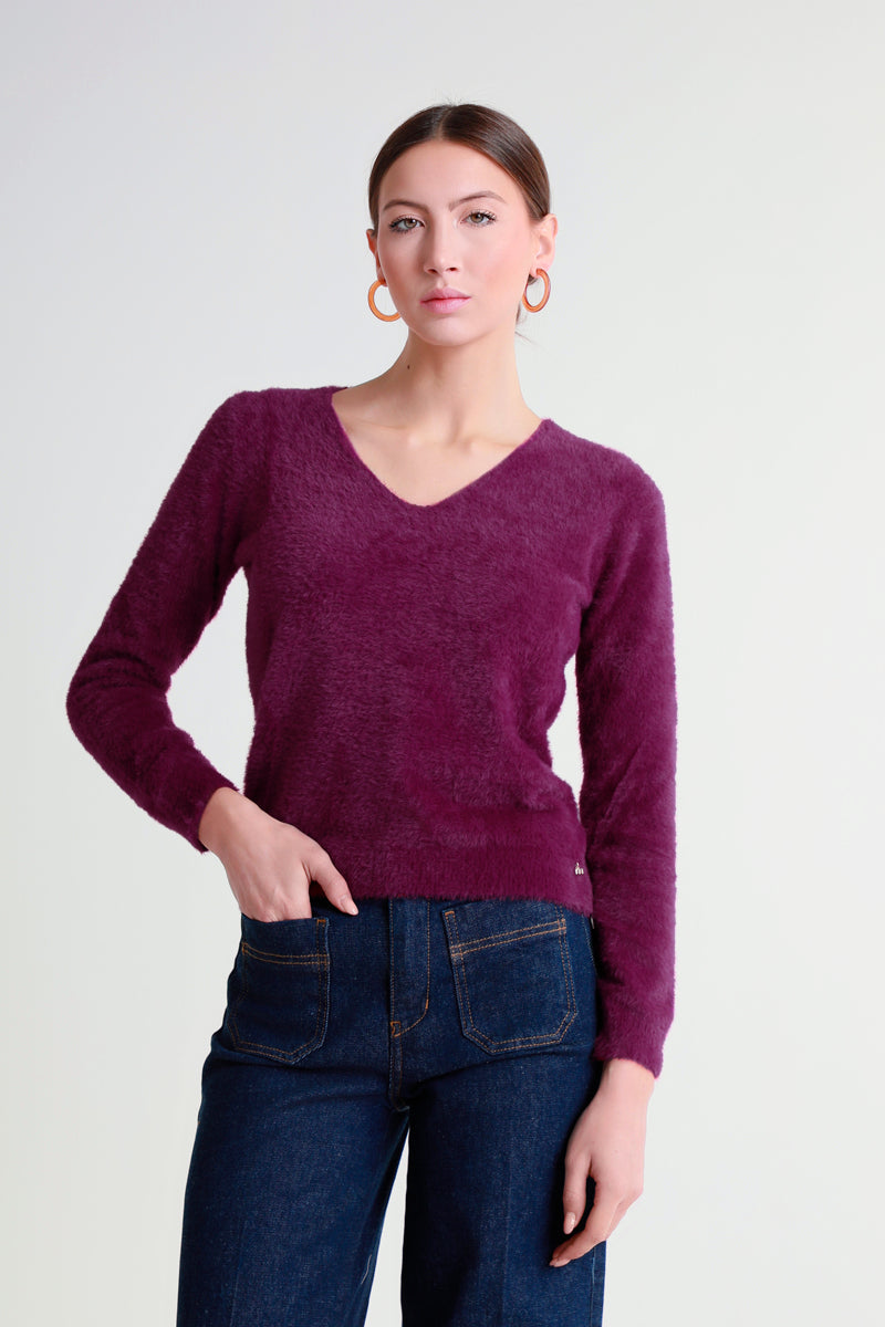 Maglia con scollo a V in filato morbido