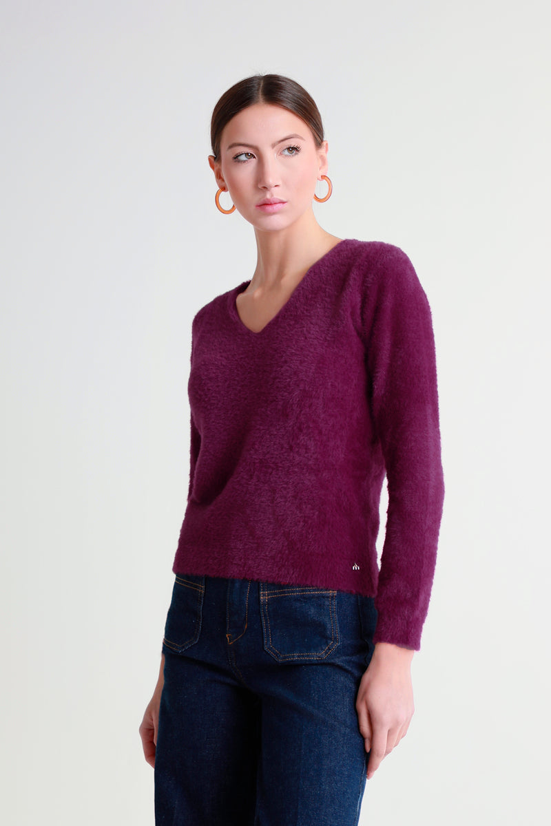 Maglia con scollo a V in filato morbido