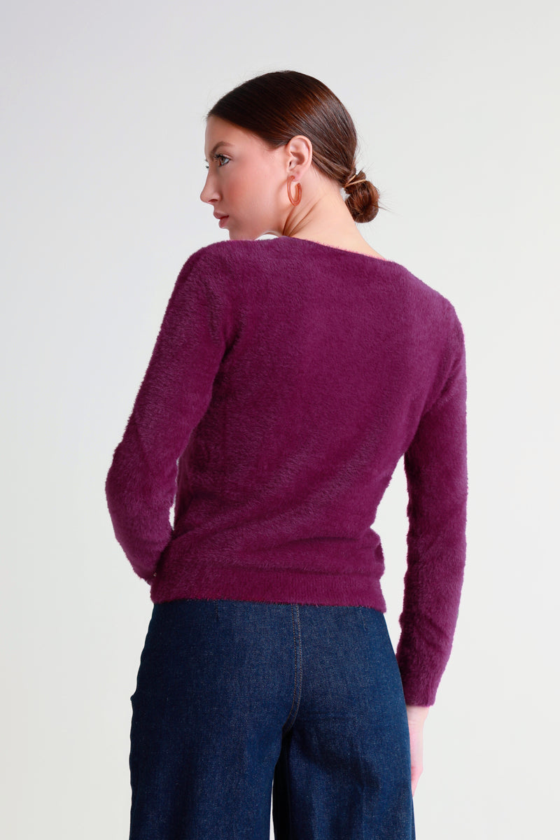 Maglia con scollo a V in filato morbido