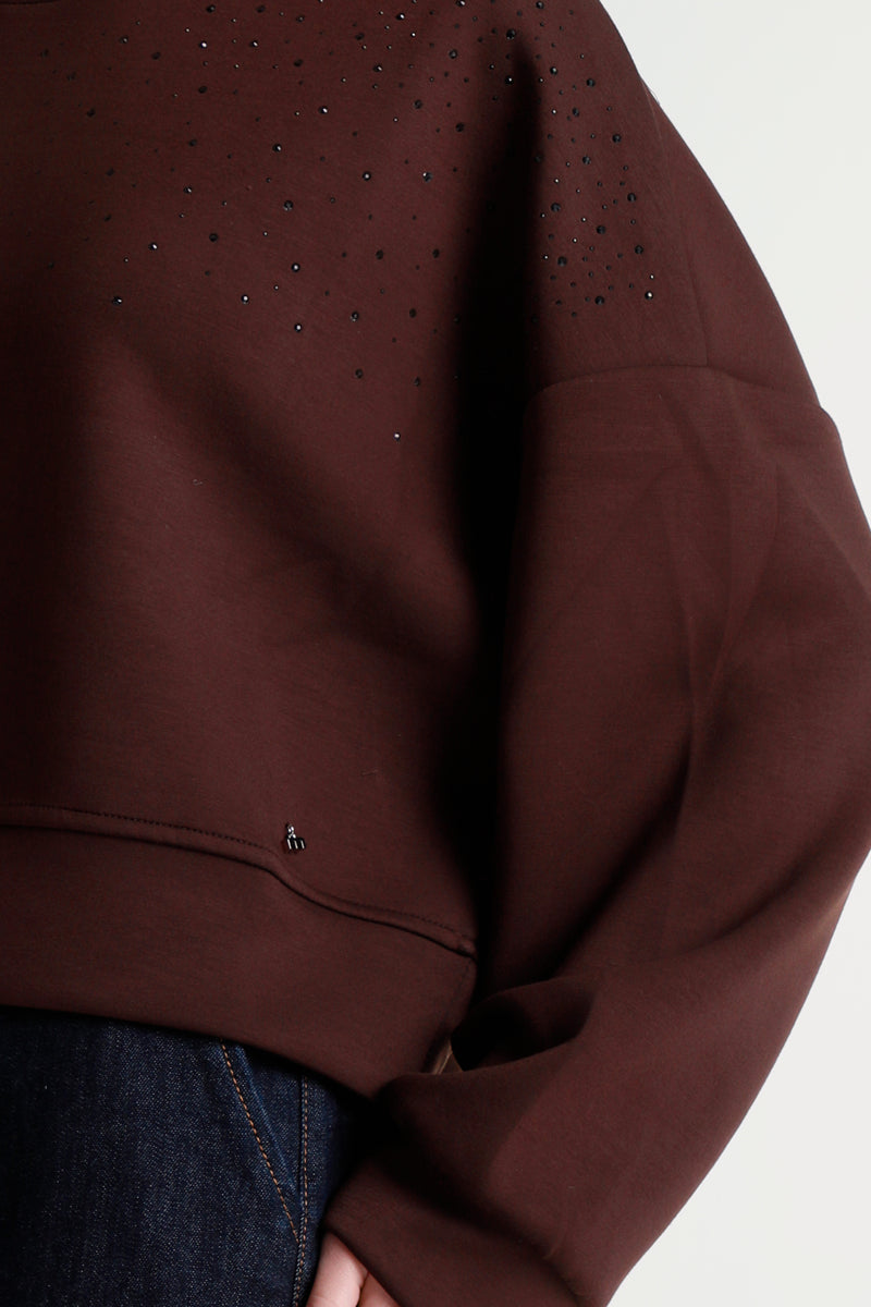 Felpa cropped con micro strass