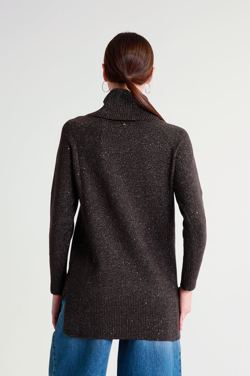 Maglia lurex a collo alto