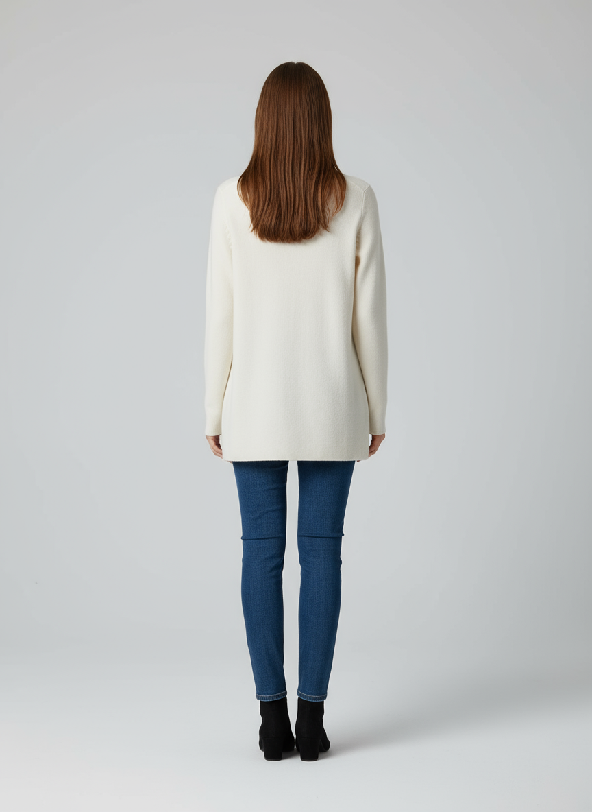 Maglione Tunica a Collo Alto con Tasche