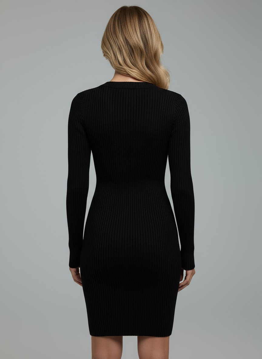 Abito Lungo in Maglia a Coste