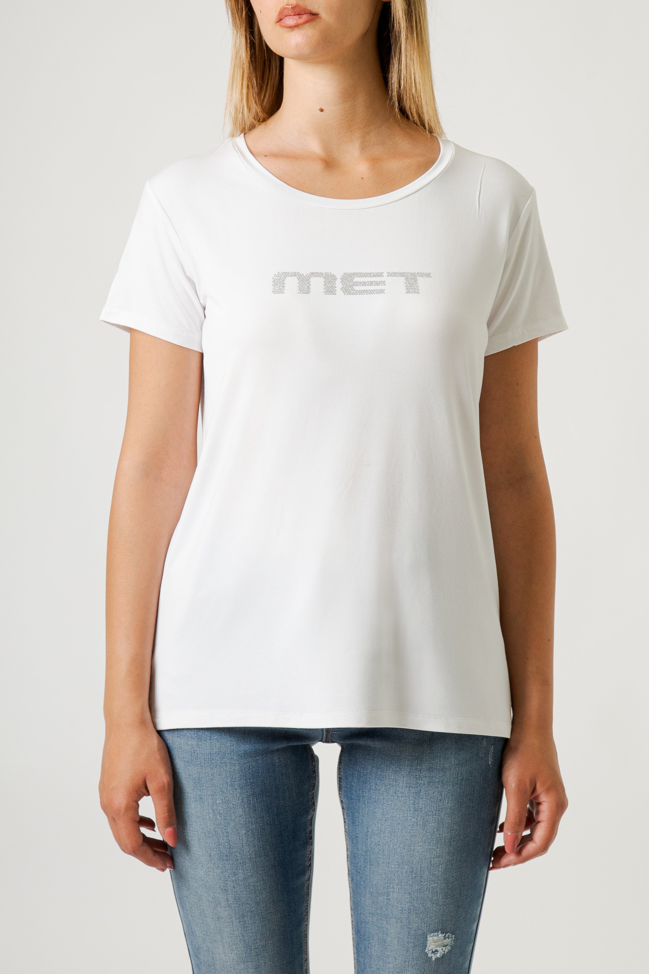 RHINESTONE LOGO CREW NECK T-SHIRT