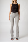 Jeans Donna Flare Fit Grigio – Denim Elasticizzato a Vita Media, Gamba Leggermente Svasata