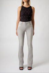 Jeans Donna Flare Fit Grigio – Denim Elasticizzato a Vita Media, Gamba Leggermente Svasata
