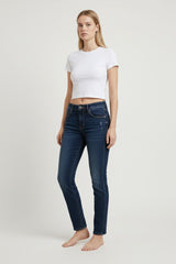 Jeans Donna Skinny Fit Denim Scuro – Vita Media, Effetto Second Skin