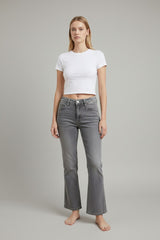 Jeans Donna Flare Fit Grigio – Vita Media, Gamba Svasata, Stile Minimal Moderno