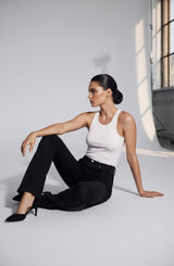 Jeans Donna Flare Fit Nero con Micro Strass – Vita Media, Effetto Glam Slanciante