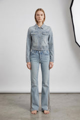 Giacca Donna Denim con Micro Strass – Fit Cropped, Effetto Luminoso Glam