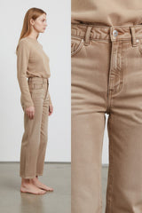 Jeans Donna Straight Fit Beige – Denim Soft Touch a Vita Media, Taglio Moderno