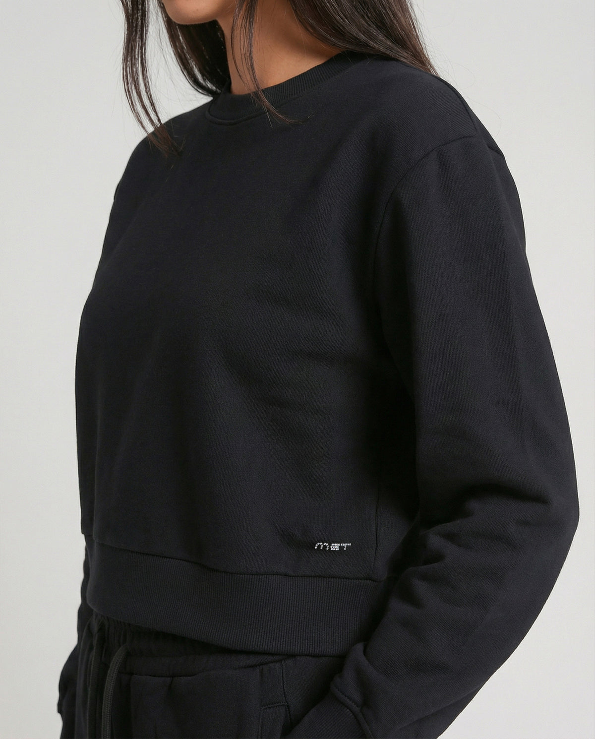 Felpa cropped girocollo