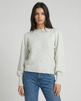 Pullover girocollo mélange con maniche a sbuffo