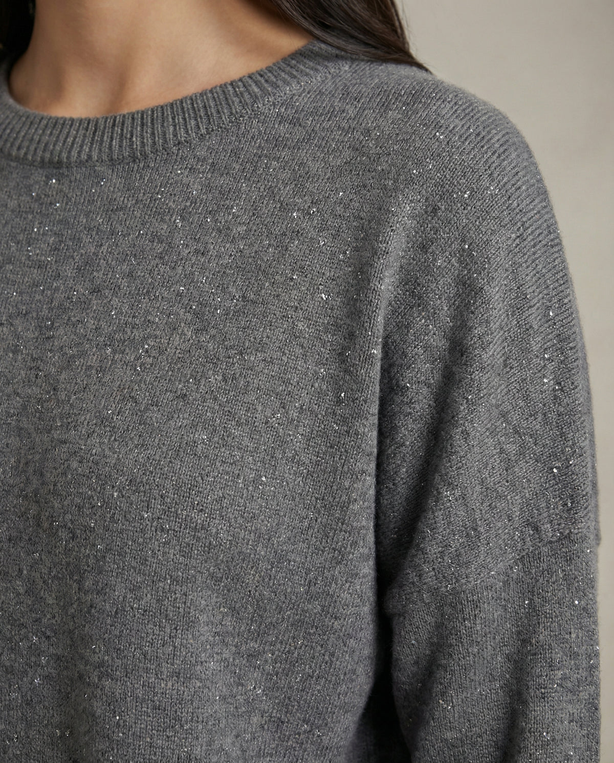 Maglia boxy con micro paillettes
