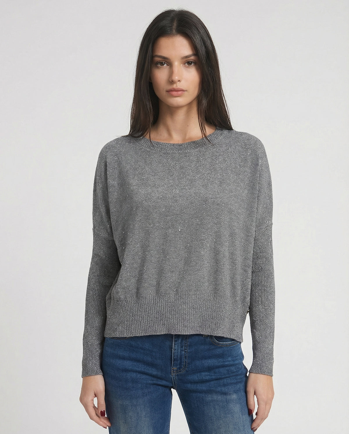 Maglia over lurex girocollo