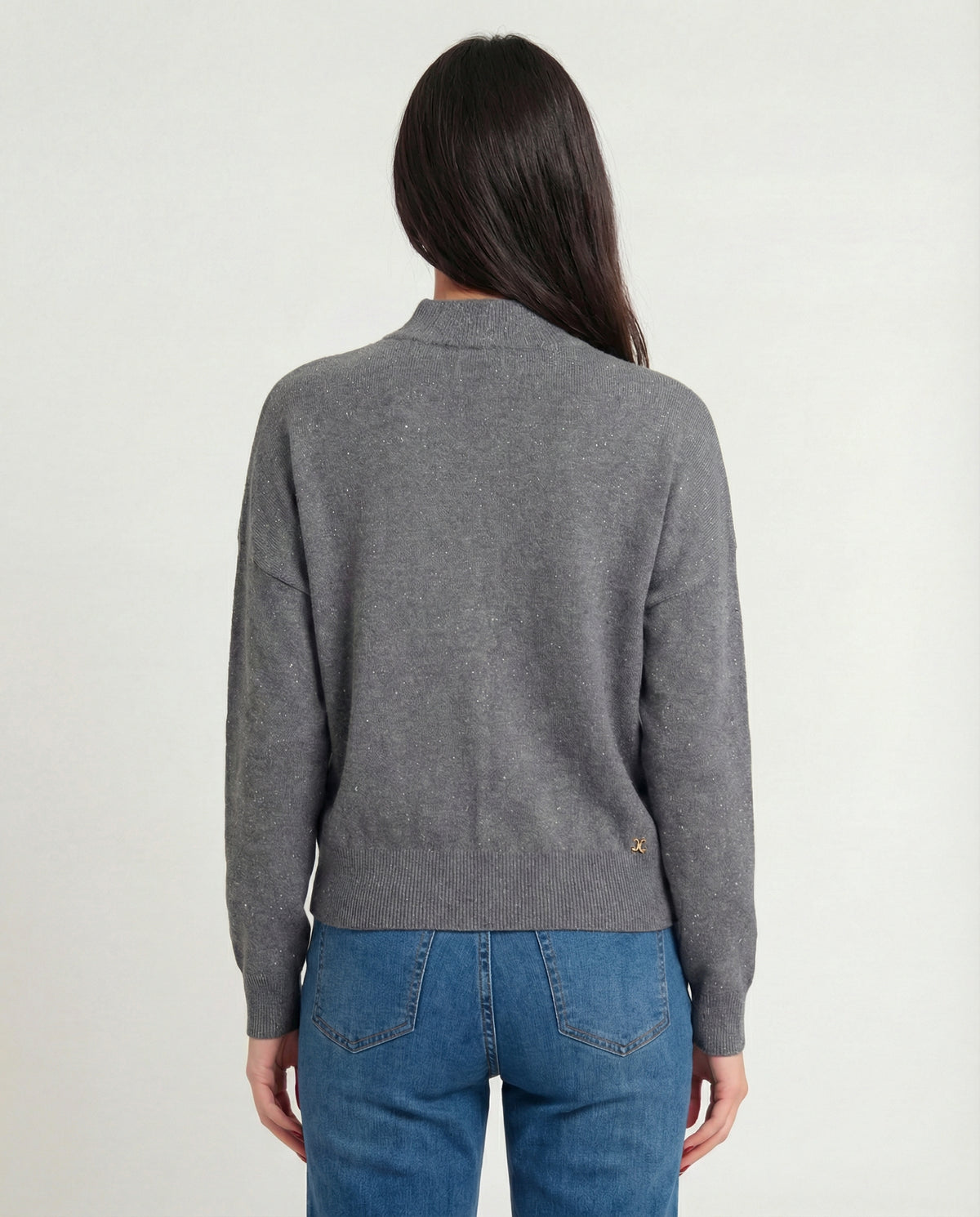 Maglia con collo alto in filato lurex