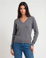 Maglia con scollo a V in filato lurex