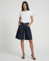 Bermuda jeans wide leg denim scuro