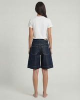 Bermuda jeans wide leg denim scuro