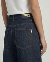 Bermuda jeans wide leg denim scuro