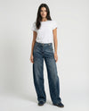 Jeans wide leg con cuciture frontali