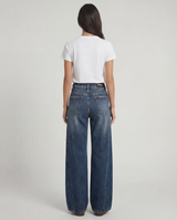 Jeans wide leg con pannelli effetto rigato