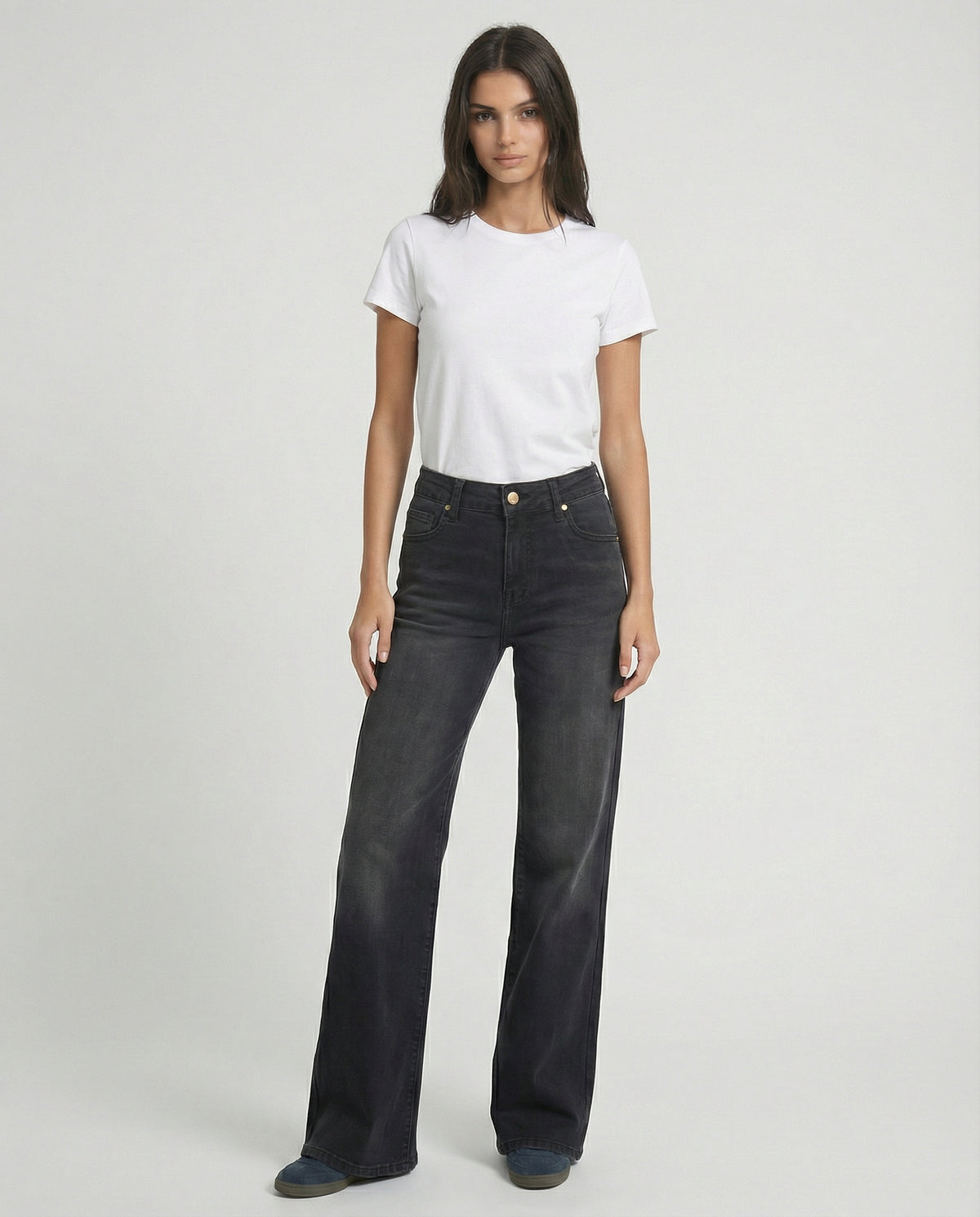 Jeans flare nero slavato