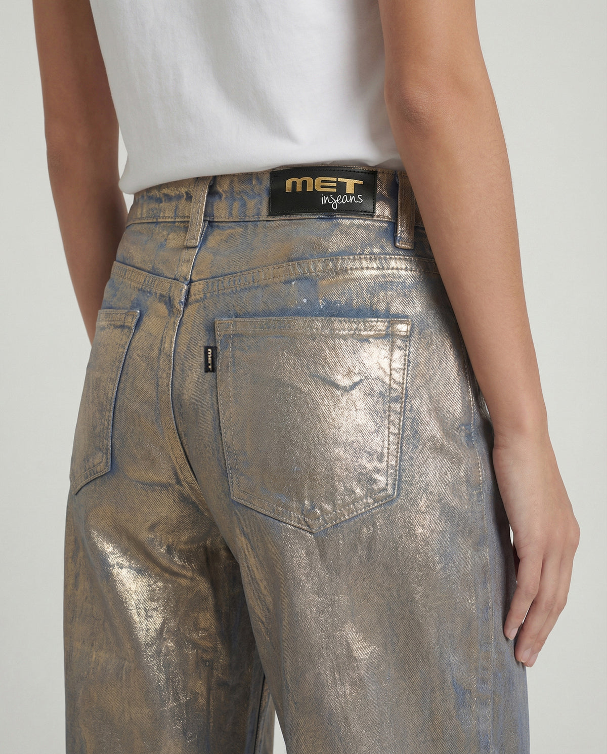 Jeans wide leg effetto laminato