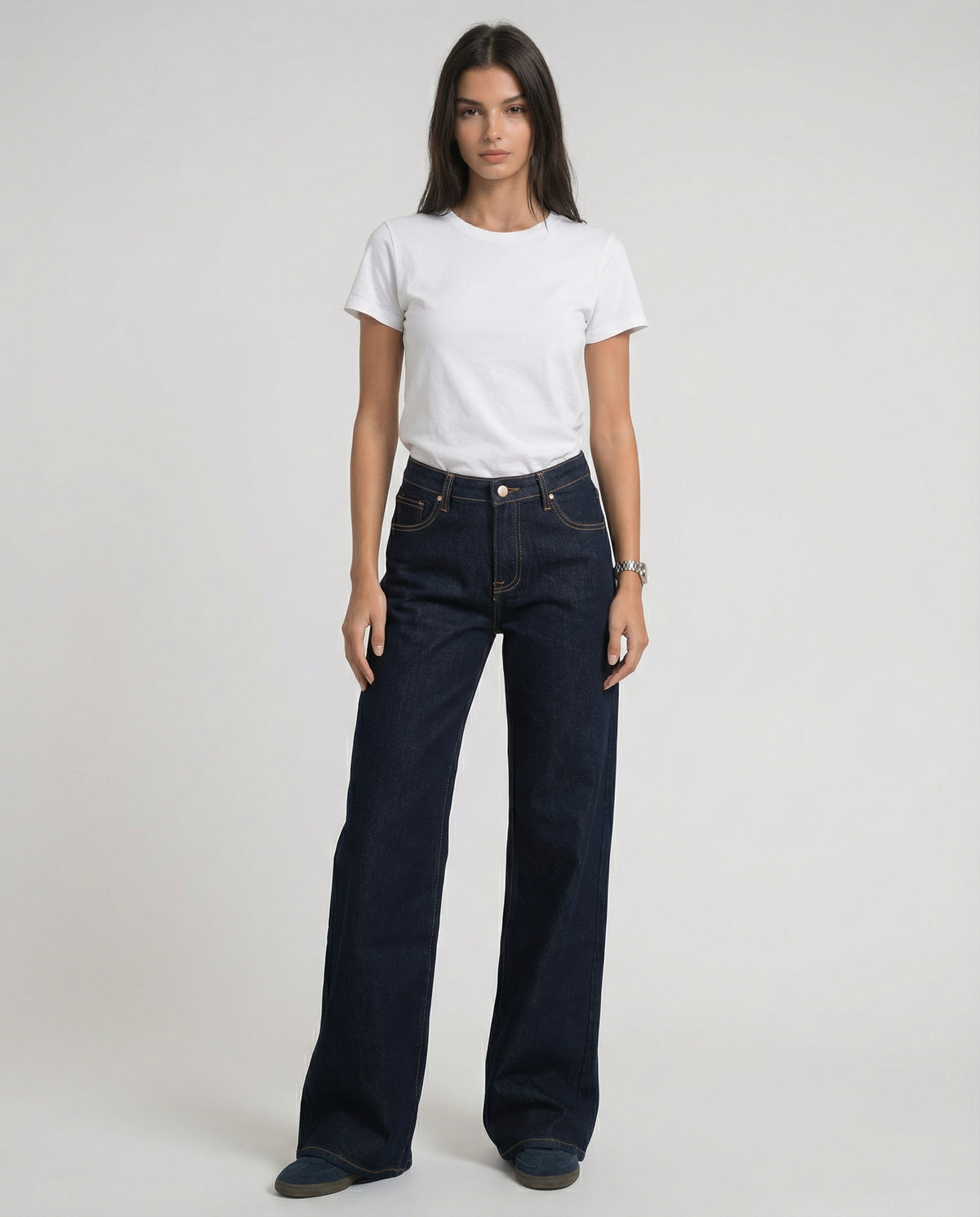 Jeans wide leg denim blu scuro