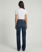 Jeans slim dritti blu medio effetto used