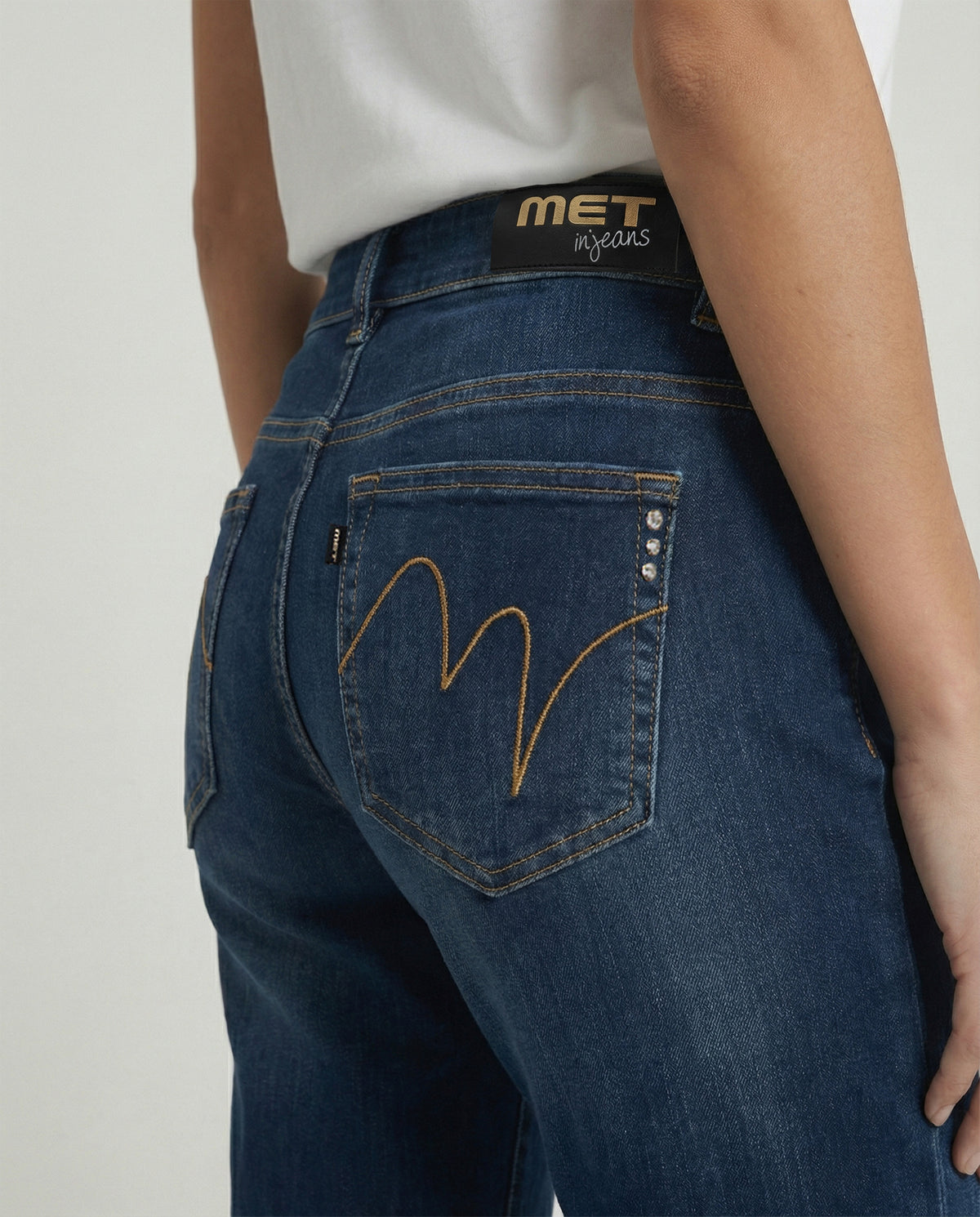 Jeans slim dritti blu medio effetto used