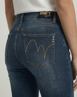 Jeans skinny blu medio effetto used