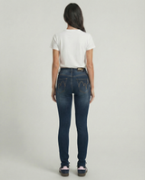 Jeans skinny blu medio effetto used