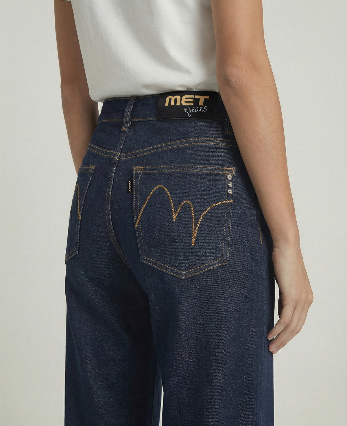 Jeans wide leg basic denim scuro