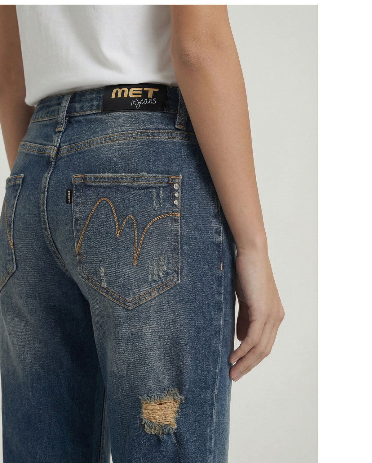 Jeans cropped straight destroyed