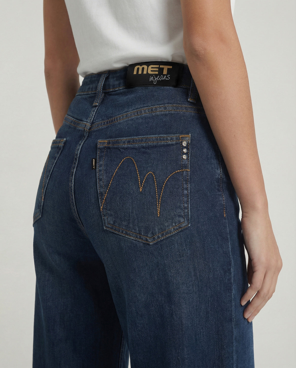 Jeans wide leg denim blu medio