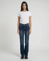 Jeans slim dritti blu medio effetto used