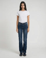 Jeans slim dritti blu medio effetto used