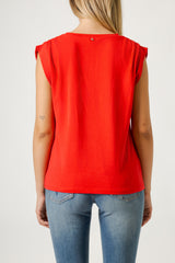 Top Donna Sleeveless con Dettagli Luminosi – Fit Morbido, Stile Minimal Chic